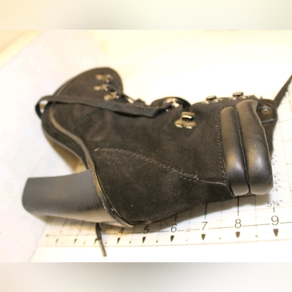 Coach Carol 7.5 Suede Lace Up High Heeled Lugg Soles Moto Ankle Boots - Picture 11 of 11